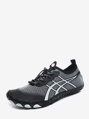 ダークグレー メンズ ビーチシューズ 幅広 つま先 ウォーターシューズ 軽量 速乾 夏 海辺 ウォーキングシューズ