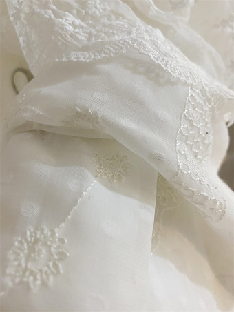 アカデミックロリータブラウス ロリータトップス レースフリル 長袖ブラウス ホワイトロリータシャツ