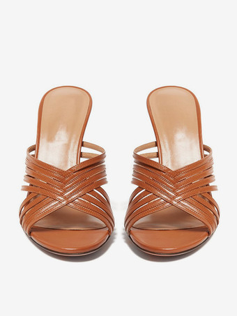 ハイヒールミュール、オープントゥ、ストラップ付きスティレットヒール、パーティーシューズ