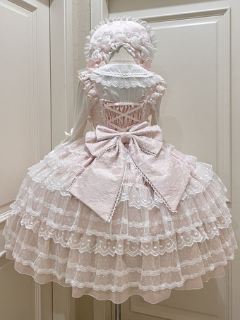 スイートロリータドレスポリエステルノースリーブジャンパーロリータドレス