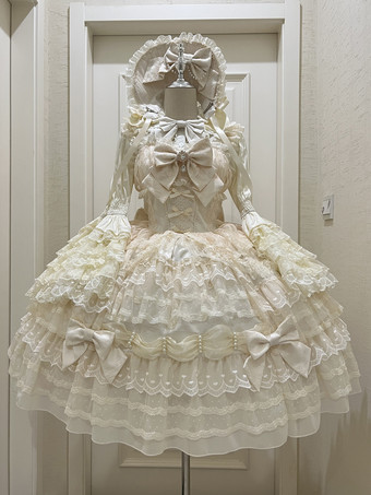 アプリコットスイートロリータドレスポリエステルノースリーブジャンパーロリータドレス