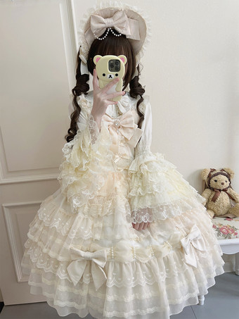 スイートロリータドレスポリエステルノースリーブジャンパーロリータドレス