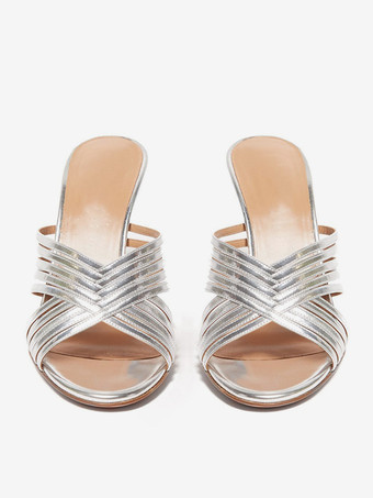 ハイヒールミュール、オープントゥ、ストラップ付きスティレットヒール、パーティーシューズ