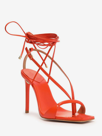 ハイヒールサンダル レディース フリップフロップ オープントゥ レースアップ パーティーシューズ