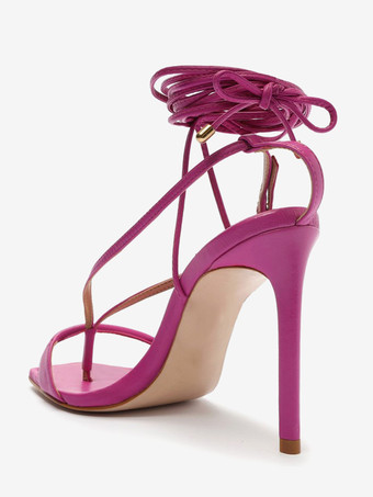 ハイヒールサンダル レディース フリップフロップ オープントゥ レースアップ パーティーシューズ