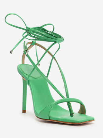 ハイヒールサンダル レディース フリップフロップ オープントゥ レースアップ パーティーシューズ