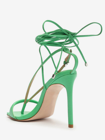 ハイヒールサンダル レディース フリップフロップ オープントゥ レースアップ パーティーシューズ