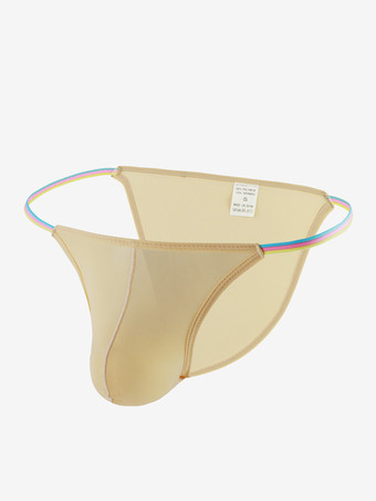 肌色シースルーストリング男性用セクシーパンティーポーチTバックメンズブリーフランジェリー