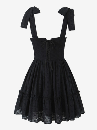 レースアップバックと蝶ネクタイ付きスウィートハートネックラインミニドレス 2025