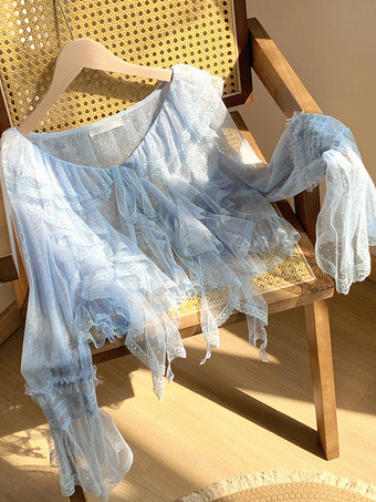 スイートロリータカバーアップ パープルフリルレーストップ 水玉模様ポリエステルカバーアップ ロリータアウターウェア