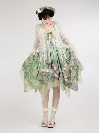 スイートロリータカバーアップ パープルフリルレーストップ 水玉模様ポリエステルカバーアップ ロリータアウターウェア