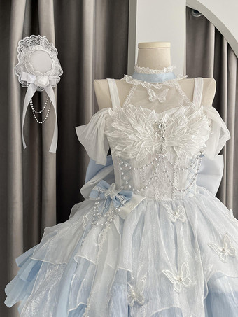 スイートロリータドレス ポリエステルノースリーブドレス ロリータドレス