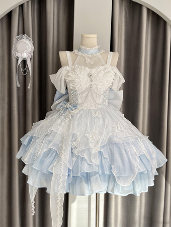 スイートロリータドレス ポリエステルノースリーブドレス ロリータドレス