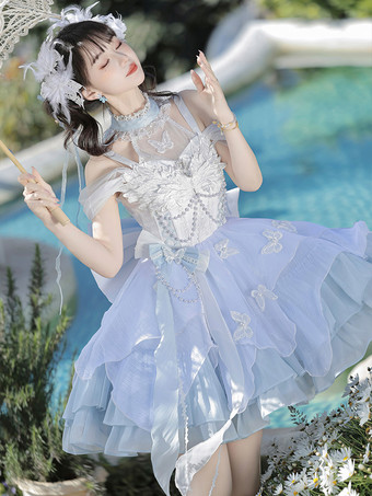 スイートロリータドレス ポリエステルノースリーブドレス ロリータドレス