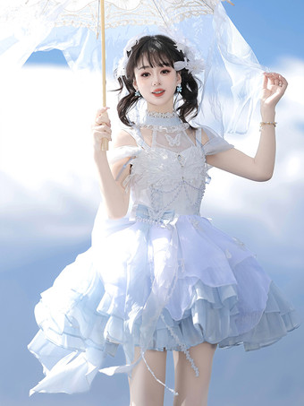 スイートロリータドレス ポリエステルノースリーブドレス ロリータドレス
