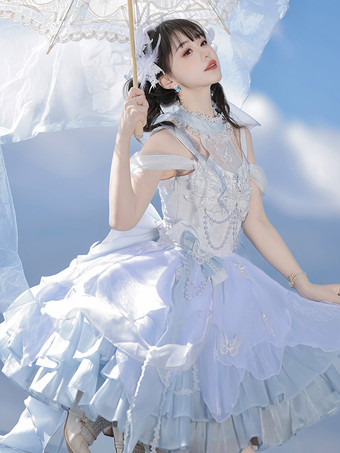 スイートロリータドレス ポリエステルノースリーブドレス ロリータドレス