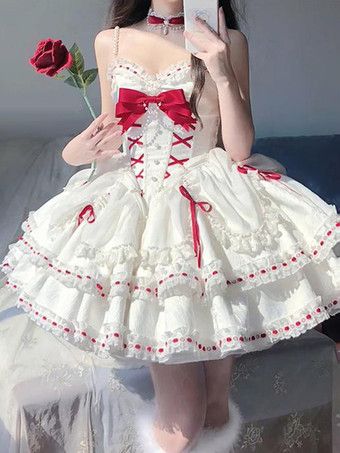 スイートロリータドレス ポリエステル ノースリーブ スイートジャンパー ロリータドレス