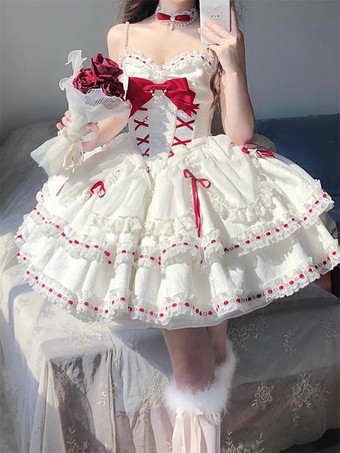 スイートロリータドレス ポリエステル ノースリーブ スイートジャンパー ロリータドレス