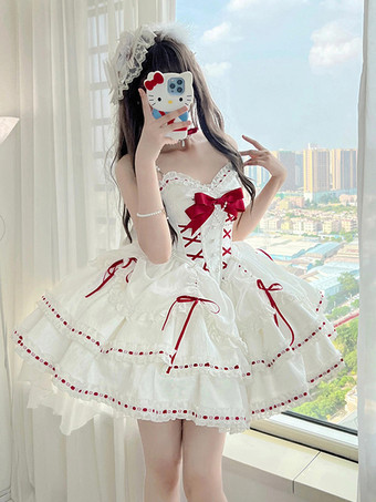 スイートロリータドレス ポリエステル ノースリーブ スイートジャンパー ロリータドレス