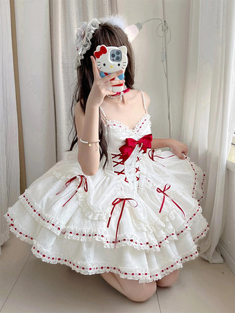 スイートロリータドレス ポリエステル ノースリーブ スイートジャンパー ロリータドレス