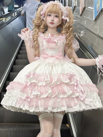 ホワイト スイートロリータドレス 半袖 スイートドレス ロリータドレス