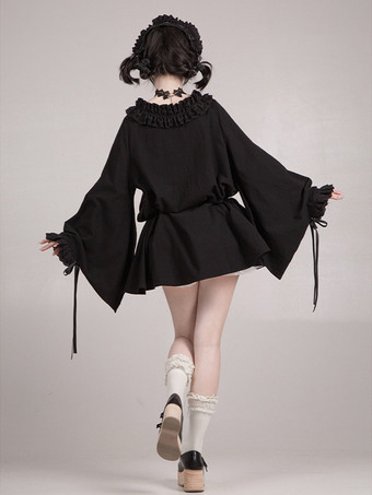 ハロウィン ゴシックロリータドレス レースリボン カラーブロック ブラックドレス