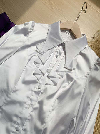 ゴシックロリータブラウス フリル 長袖 ロリータトップブラウス ホワイトロリータシャツ