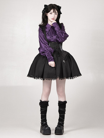 ゴシックロリータブラウス フリル 長袖 ロリータトップブラウス ホワイトロリータシャツ