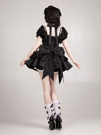   ゴシックロリータドレス リボン フリル レッドドレス