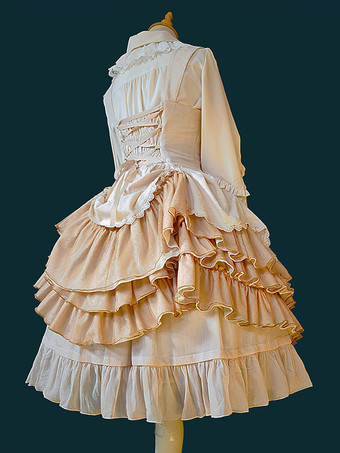 クラシカルなロリータドレス レース ノースリーブ ロリータ ピンク ドレス