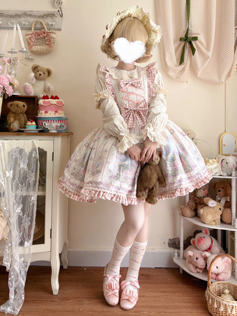 スイートロリータドレス ポリエステル ノースリーブ スイートジャンパー ロリータドレス