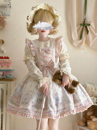 スイートロリータドレス ポリエステル ノースリーブ スイートジャンパー ロリータドレス