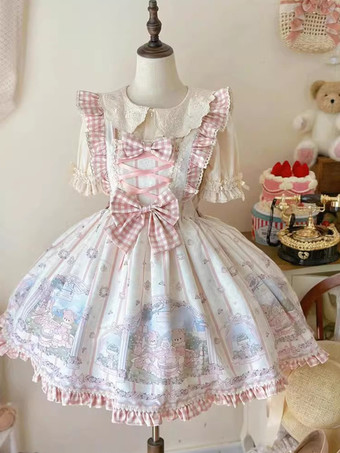 スイートロリータドレス ポリエステル ノースリーブ スイートジャンパー ロリータドレス
