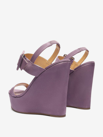 レディース ウェッジサンダル プラットフォーム オープントゥ バックルディテール サンダルシューズ