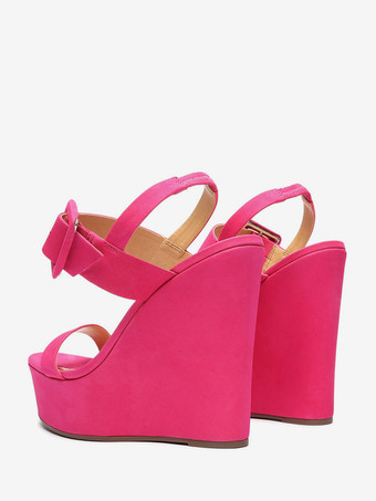 レディース ウェッジサンダル プラットフォーム オープントゥ バックルディテール サンダルシューズ