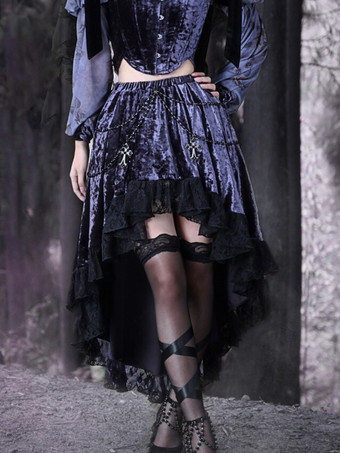 ゴシックロリータSKレースパープルレースロリータスカート