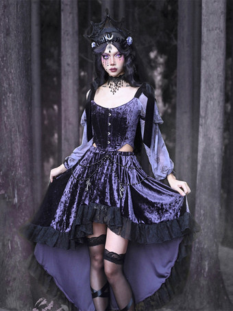パープル ゴシックロリータSKレースパープルレースロリータスカート