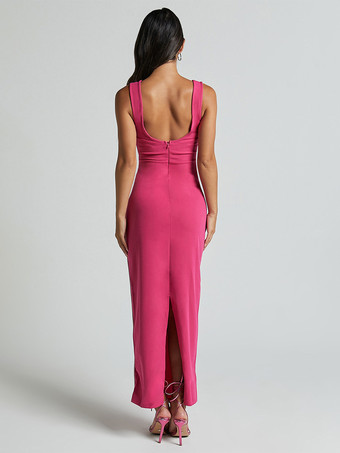 2025年夏向けコントラストカラーボディコンタンクロングドレス