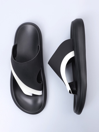 メンズスリッパ カラーブロック フリップフロップ プラットフォーム チャンキーサンダル