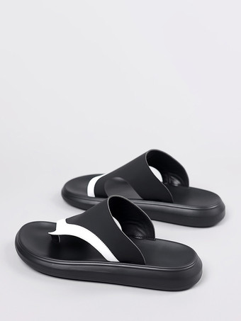 メンズスリッパ カラーブロック フリップフロップ プラットフォーム チャンキーサンダル