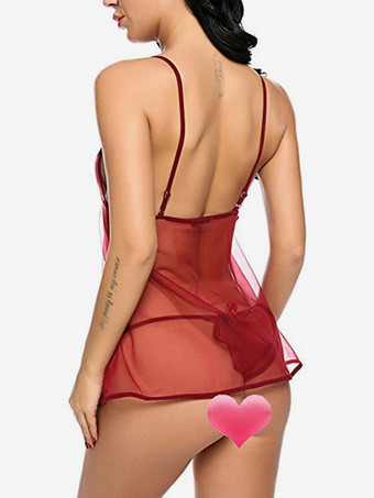 ベビードール ランジェリー レディース ブラック プリーツ シアー シフォン セクシー パジャマ