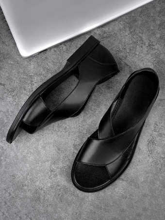 メンズサンダル 夏 通気性 レザー カジュアルシューズ アウトドア ソフトスリッパ ビーチサンダル