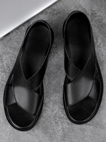 メンズサンダル 夏 通気性 レザー カジュアルシューズ アウトドア ソフトスリッパ ビーチサンダル