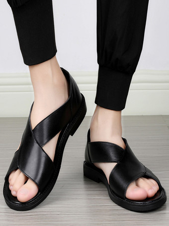 メンズサンダル 夏 通気性 レザー カジュアルシューズ アウトドア ソフトスリッパ ビーチサンダル