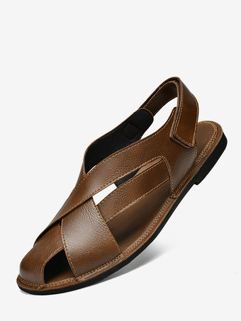 メンズサンダル レザー フラット ソフトソール スリッポン 滑り止め ビーチサンダル