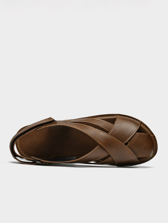 メンズサンダル レザー フラット ソフトソール スリッポン 滑り止め ビーチサンダル