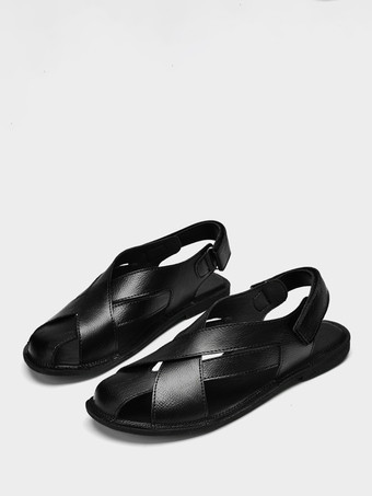 メンズサンダル レザー フラット ソフトソール スリッポン 滑り止め ビーチサンダル