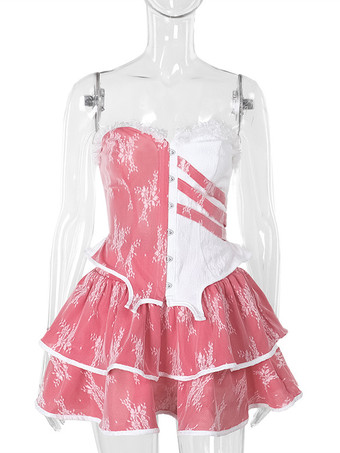 ゴシックロリータ衣装 ホワイトレース ノースリーブ スカート トップセット