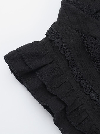   【最新モデル】ゴシックロリータドレス フリル レース ブラックドレス