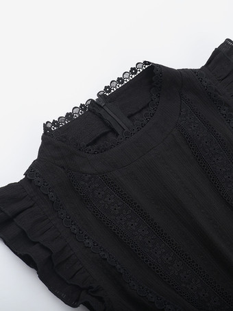   【最新モデル】ゴシックロリータドレス フリル レース ブラックドレス